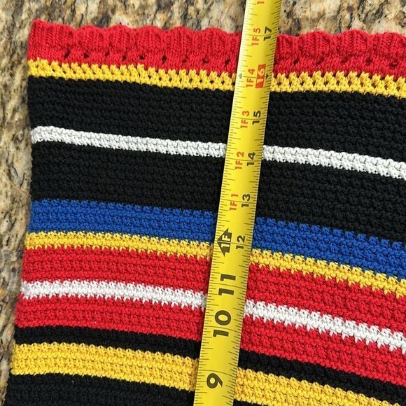 ASOS Striped Colorful Crochet Cotton Blend Mini Skirt Size 10 - Picture 2 of 7